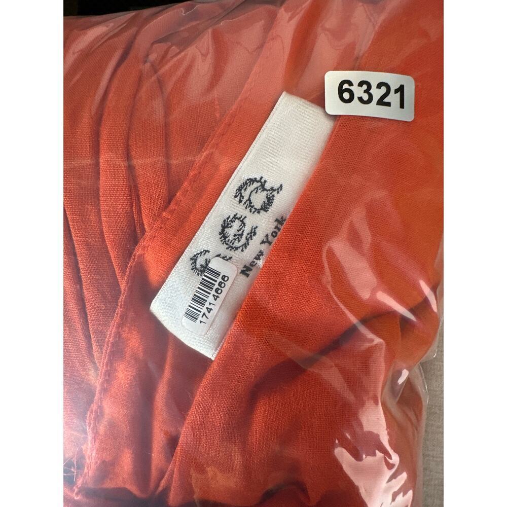 Sea New York Zora Dress Short Sleeve V-Neck Pleated Midi A-Line Red Orange 12 - Picture 9 of 9